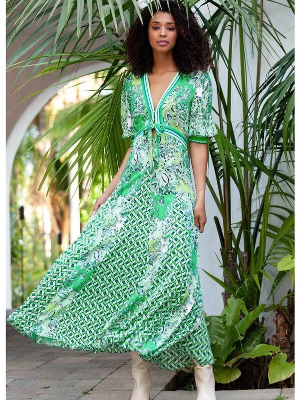 Hale Bob Fiona Printed
Maxi Dress In Green ~ Size M